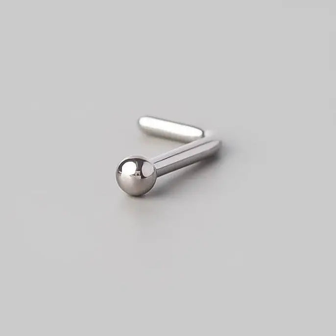 L-Shape Nose Stud Ball Top - Titanium - Camden Body Jewellery