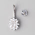 Triangular CZ Flower Rectangular CZ Centre Belly Bar - Titanium - Camden Body Jewellery