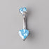 Prong Set Triangle Cut Aqua Zircon Belly Bar in Silver - Titanium - Camden Body Jewellery