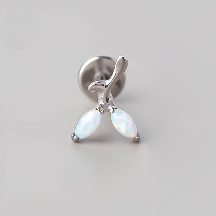 Opal Stone Tree Labret in White Opal - Titanium - Camden Body Jewellery