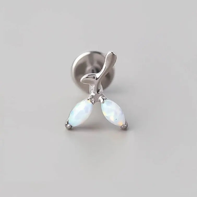 Opal Stone Tree Labret in White Opal - Titanium