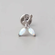 Opal Stone Tree Labret in White Opal - Titanium - Camden Body Jewellery