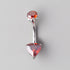 Prong Set Triangle Cut Red Zircon Belly Bar in Silver - Titanium - Camden Body Jewellery