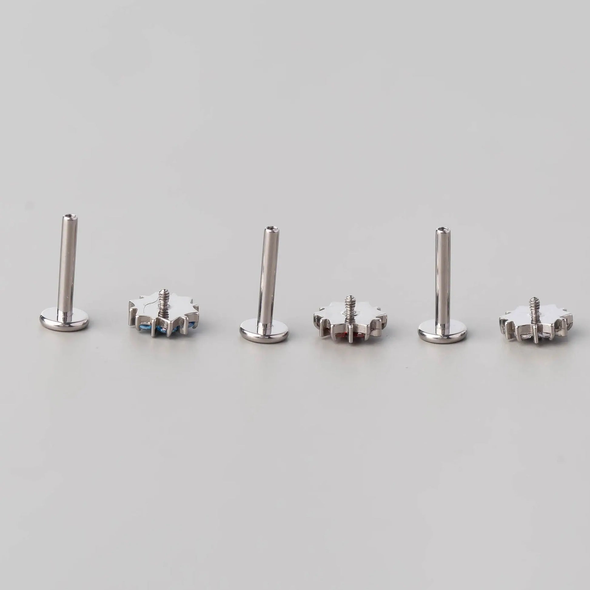 CZ Paved Flower Labret in Amethyst - Titanium - Camden Body Jewellery