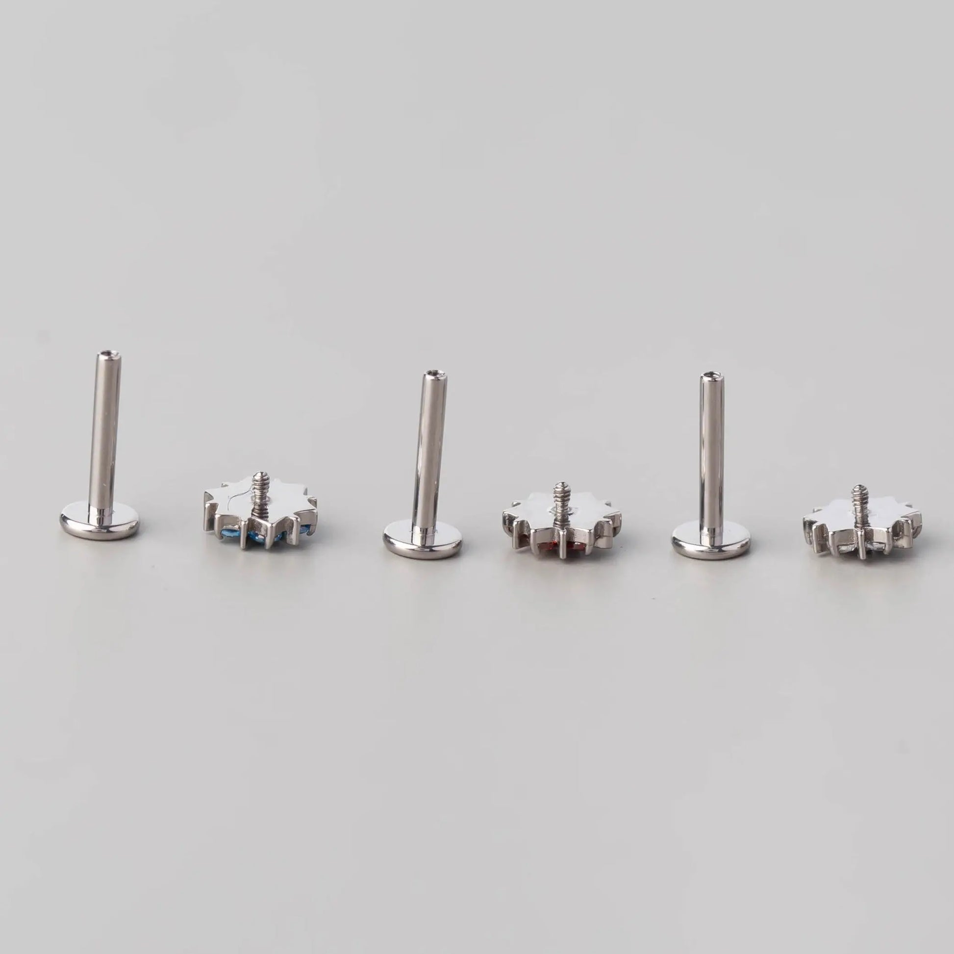 CZ Paved Flower Labret in Pink - Titanium - Camden Body Jewellery