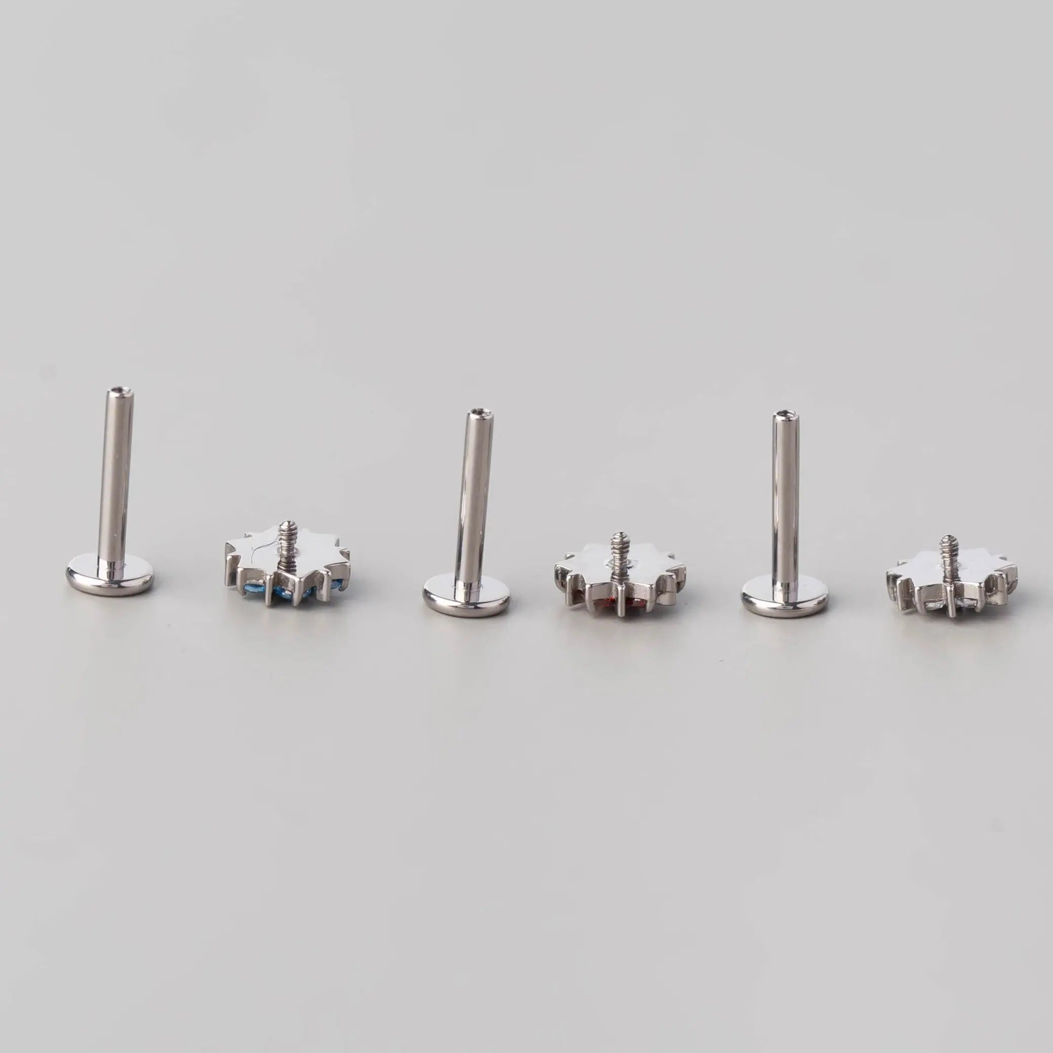 CZ Paved Flower Labret in Pink - Titanium - Camden Body Jewellery