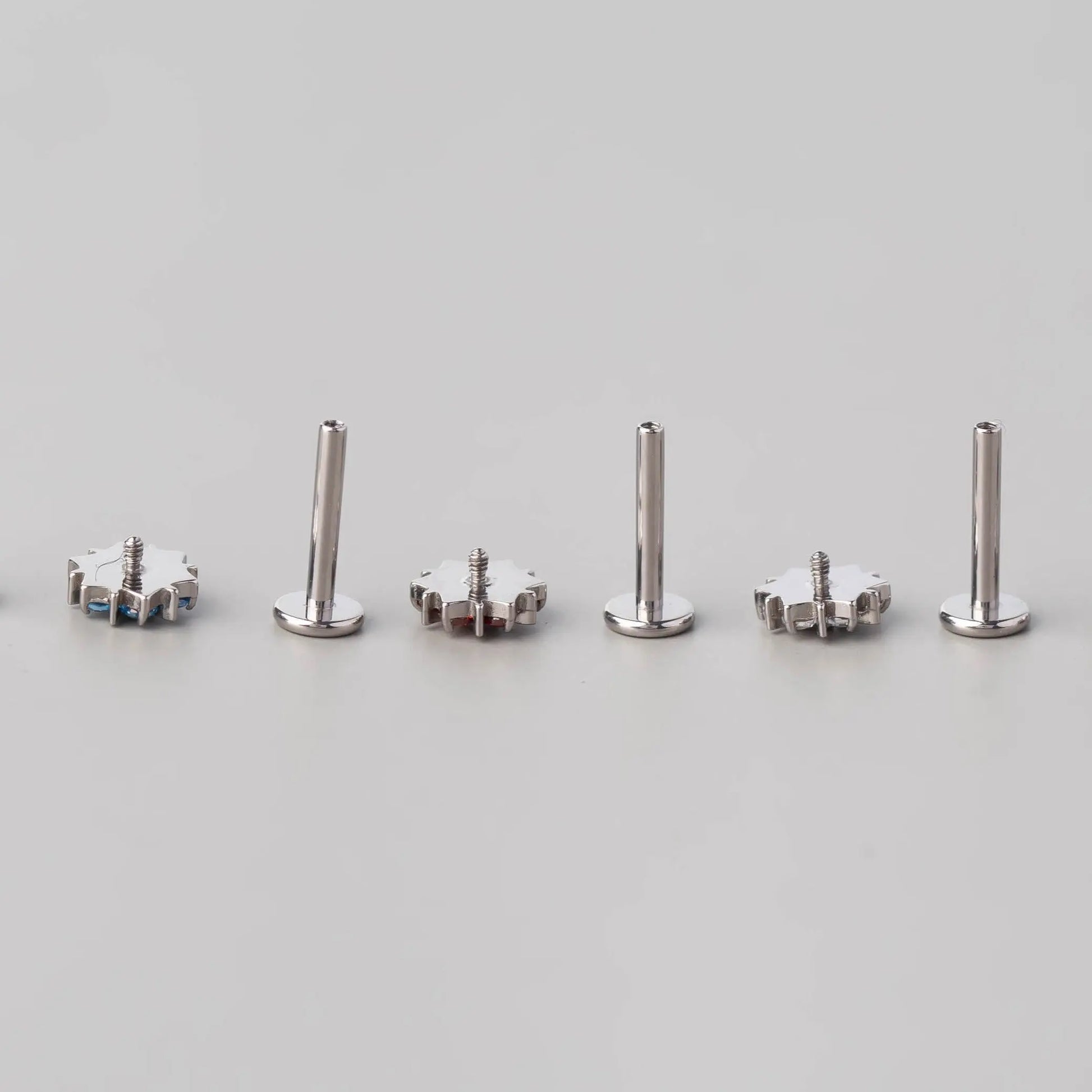 CZ Paved Flower Labret in Clear - Titanium - Camden Body Jewellery