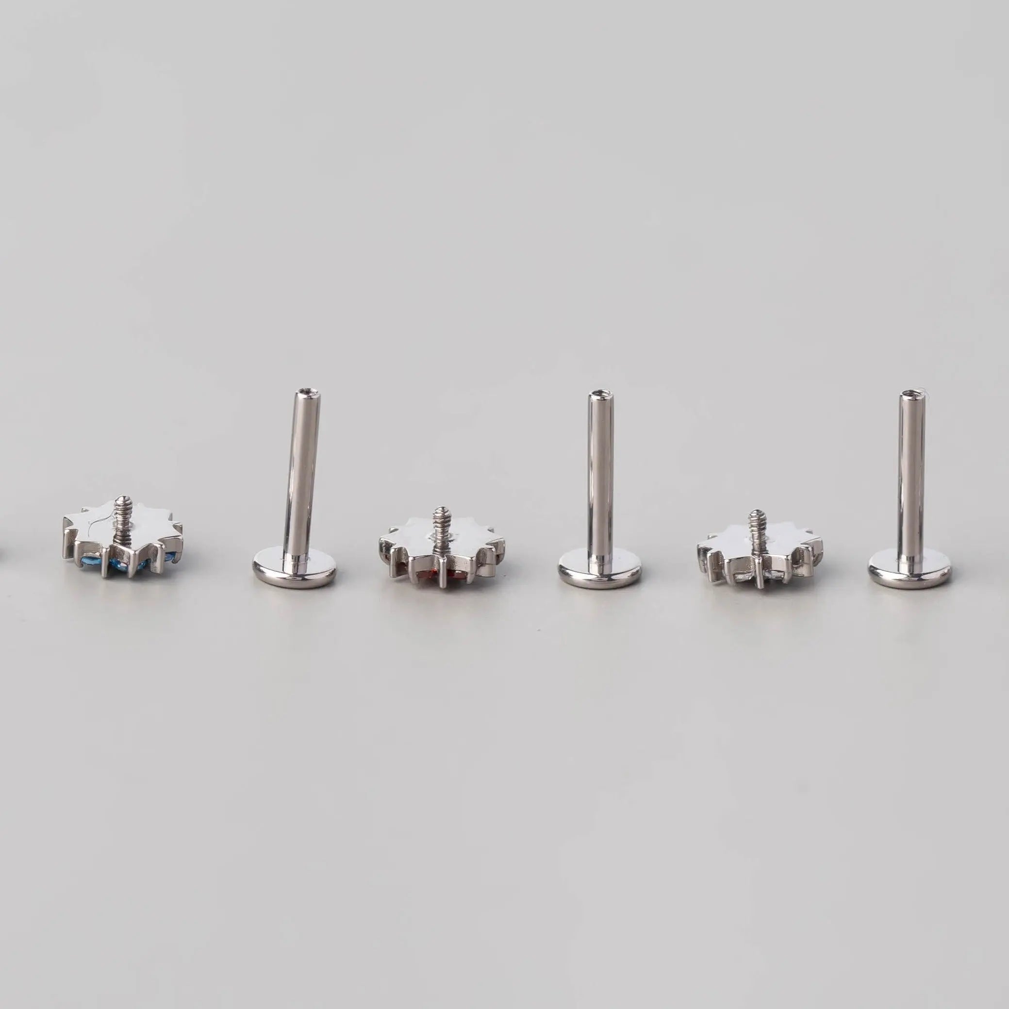 CZ Paved Flower Labret in Clear - Titanium - Camden Body Jewellery