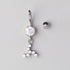 Bezel Set Fans CZ Dangle Belly Bar - Titanium - Camden Body Jewellery