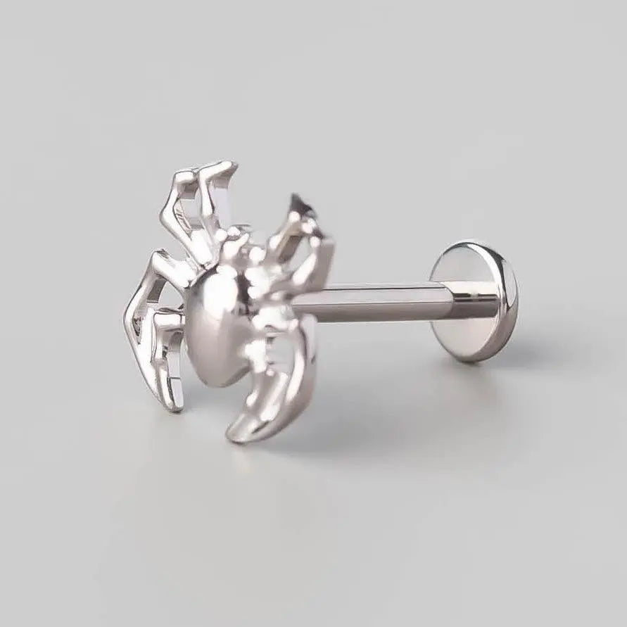 Spider Set Labret in Silver - Titanium - Camden Body Jewellery