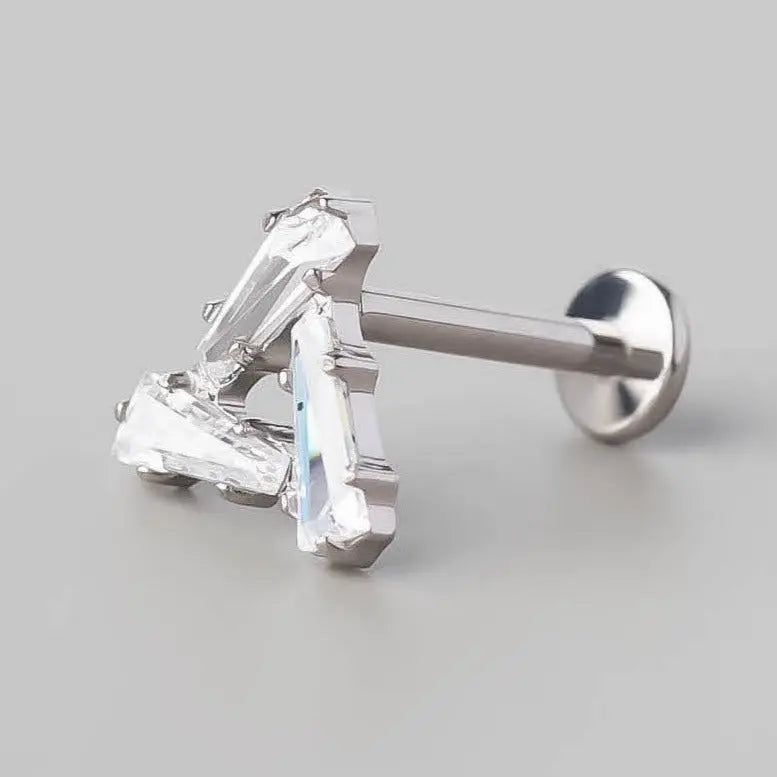 CZ Form in Triangle Labret - Titanium - Camden Body Jewellery