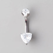 Prong Set Triangle Cut Clear Zircon Belly Bar in Silver - Titanium - Camden Body Jewellery