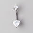 Prong Set Triangle Cut Clear Zircon Belly Bar in Silver - Titanium - Camden Body Jewellery