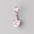 Prong Set Triangle Cut Pink Zircon Belly Bar in Silver - Titanium - Camden Body Jewellery