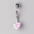 Prong Set Triangle Cut Pink Zircon Belly Bar in Silver - Titanium - Camden Body Jewellery