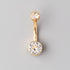 Double Bezel Set Crystal Belly Bar in Gold - Titanium - Camden Body Jewellery