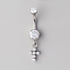 Bezel Set CZ Cross Dangle Belly Bar - Titanium - Camden Body Jewellery