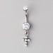 Bezel Set CZ Cross Dangle Belly Bar - Titanium - Camden Body Jewellery