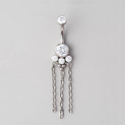 Bee Set 3 Chain Dangle Belly Bar - Titanium - Camden Body Jewellery