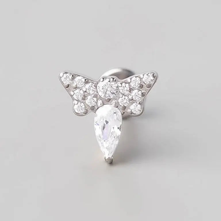 Moth Clear CZ Paved Labret - Titanium - Camden Body Jewellery