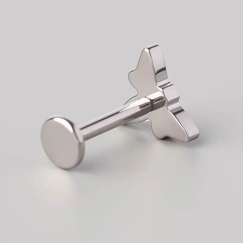 Moth Clear CZ Paved Labret - Titanium - Camden Body Jewellery