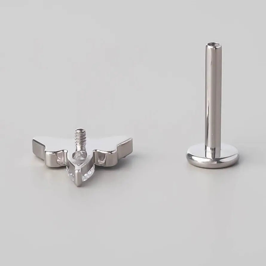 Moth Clear CZ Paved Labret - Titanium - Camden Body Jewellery