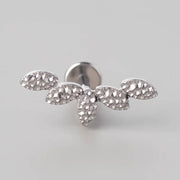 Bumped Cut 5 Leaves Flat Back Labret - Titanium - Camden Body Jewellery