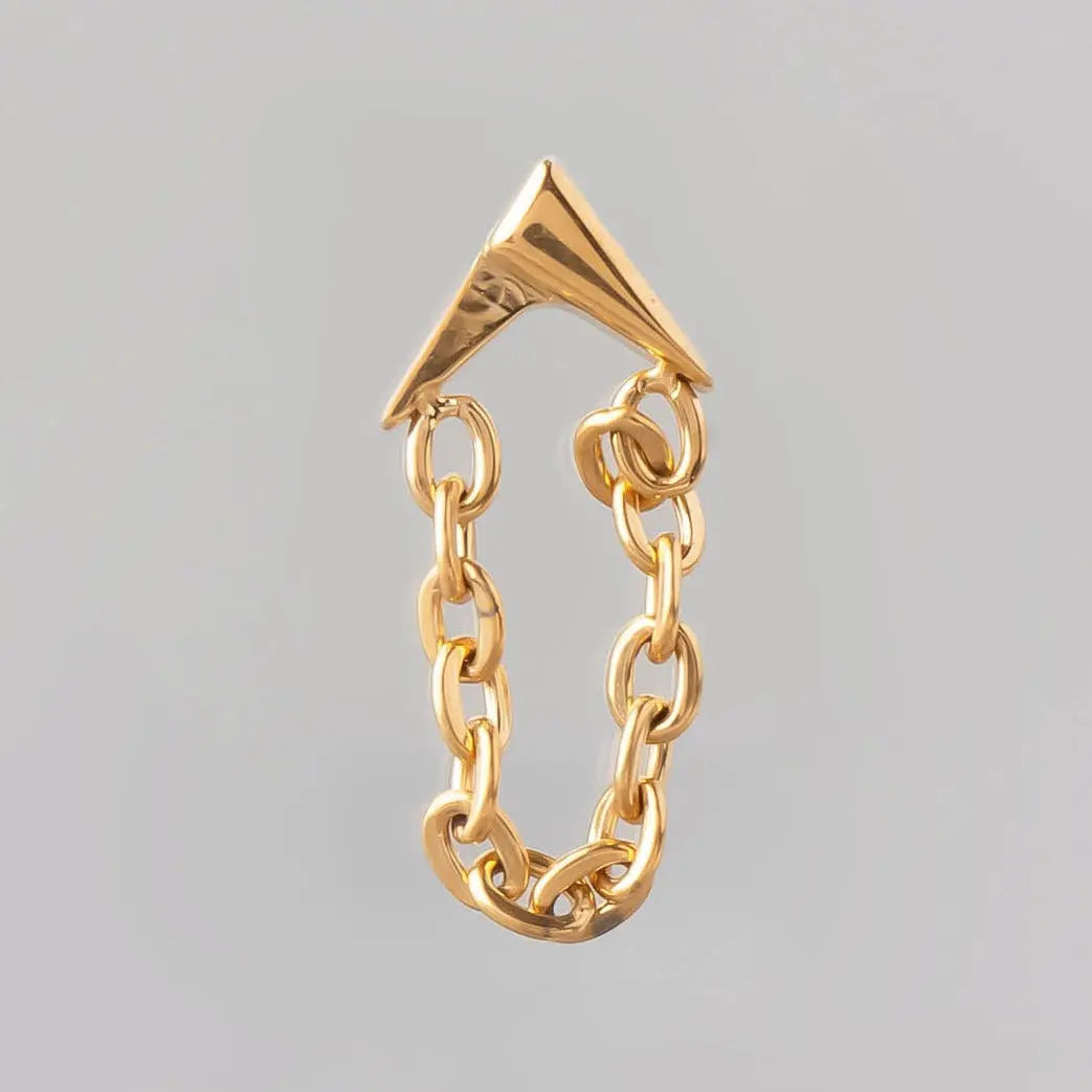 Arrow with Chain Dangle Labret in Gold - Titanium - Camden Body Jewellery