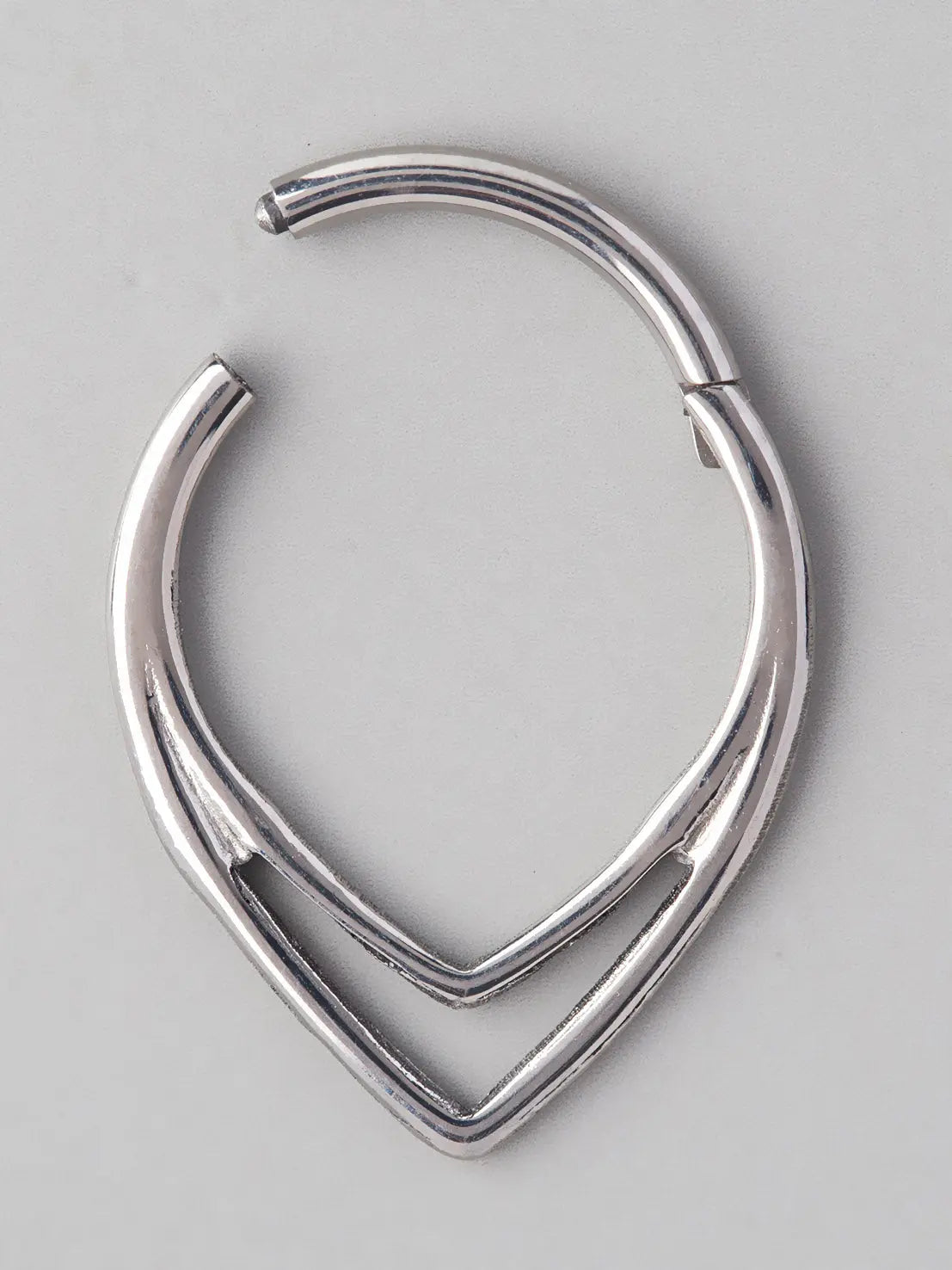 V Shape Double Line Segment Hoop in Silver - Titanium - Camden Body Jewellery