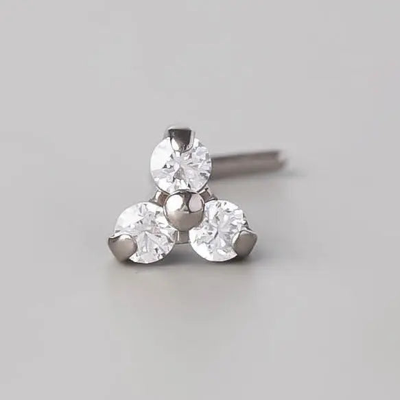 L-Shape Nose Stud Triple Trinity - Titanium
