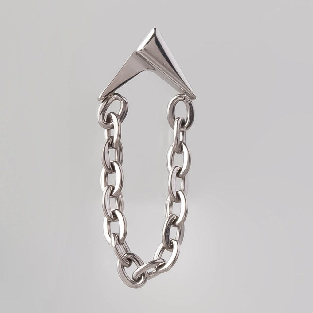 Arrow with Chain Dangle Labret in Silver - Titanium - Camden Body Jewellery