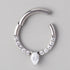 Front Face Pave Tear Drop CZ Centre Segment Hoop in Silver - Titanium - Camden Body Jewellery