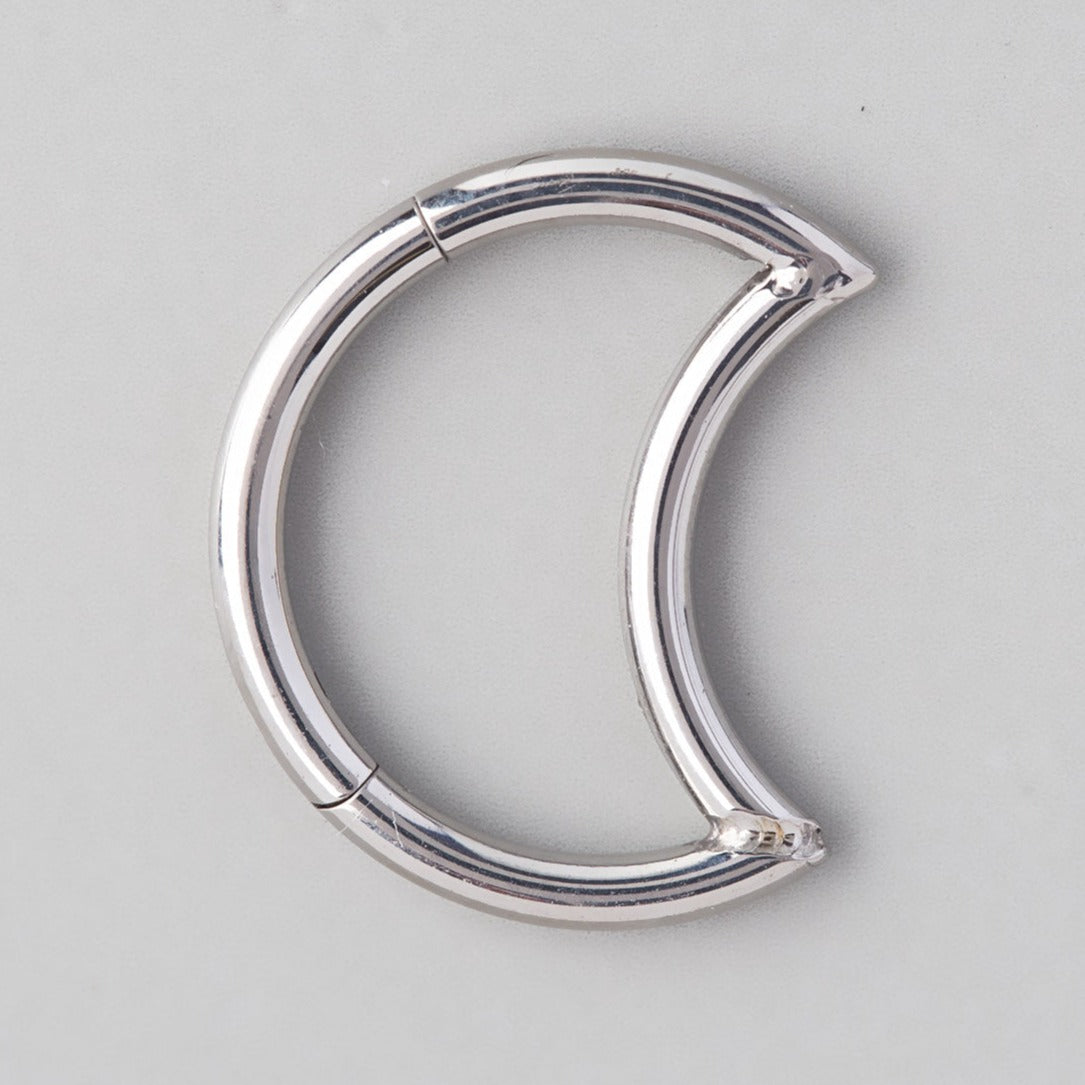 Hinged Segment Ring Crescent Shape - Titanium - Camden Body Jewellery