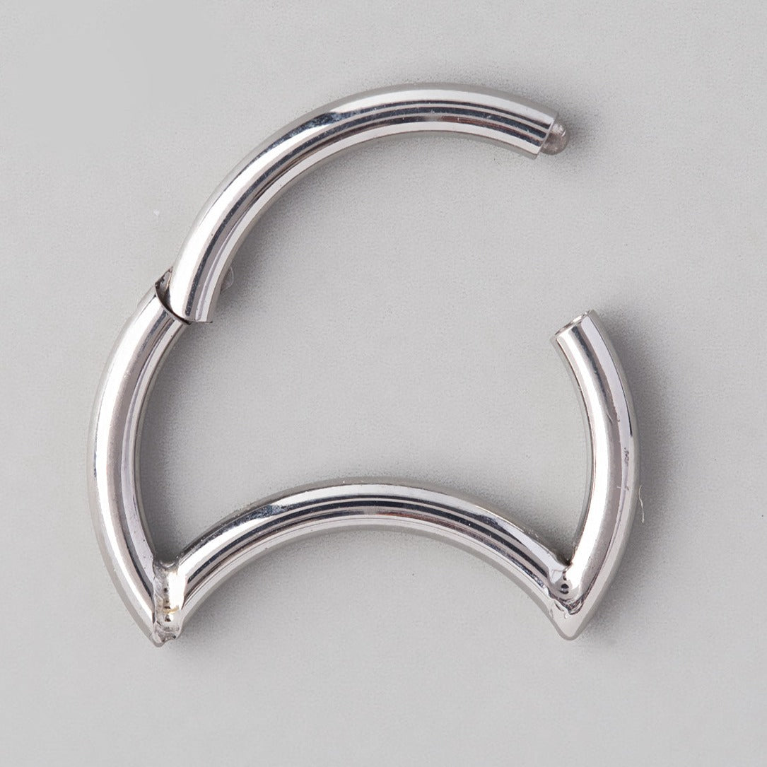 Hinged Segment Ring Crescent Shape - Titanium - Camden Body Jewellery