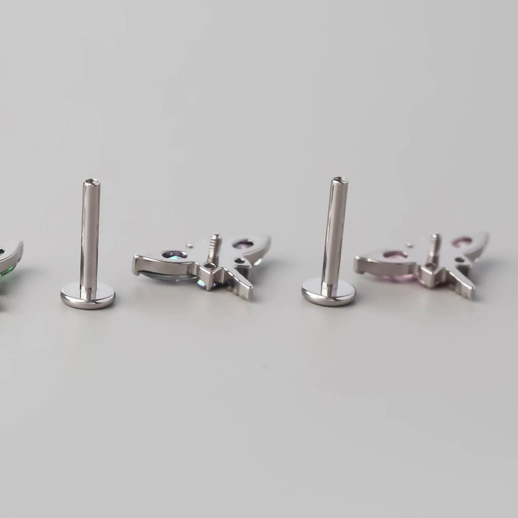 Dragonfly Labret in Pink - Titanium - Camden Body Jewellery