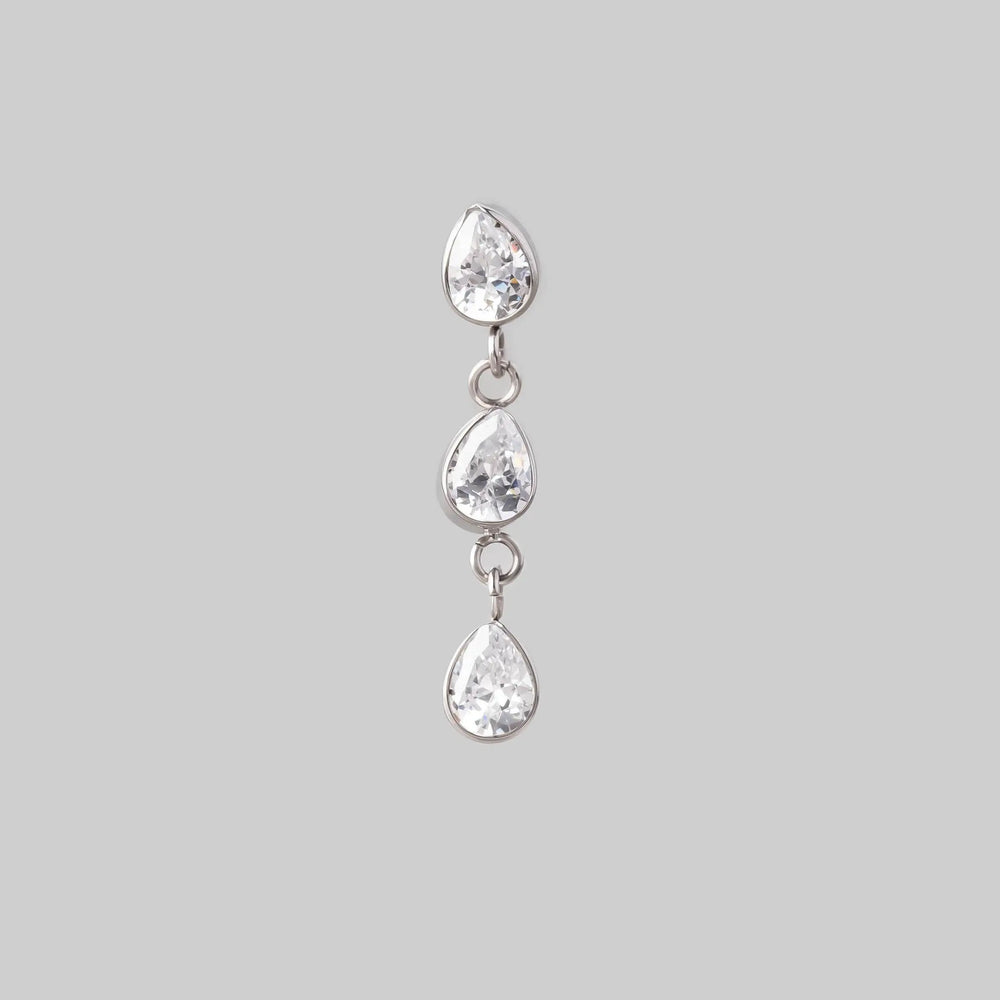 Triple Bezel CZ Dangle Labret - Titanium
