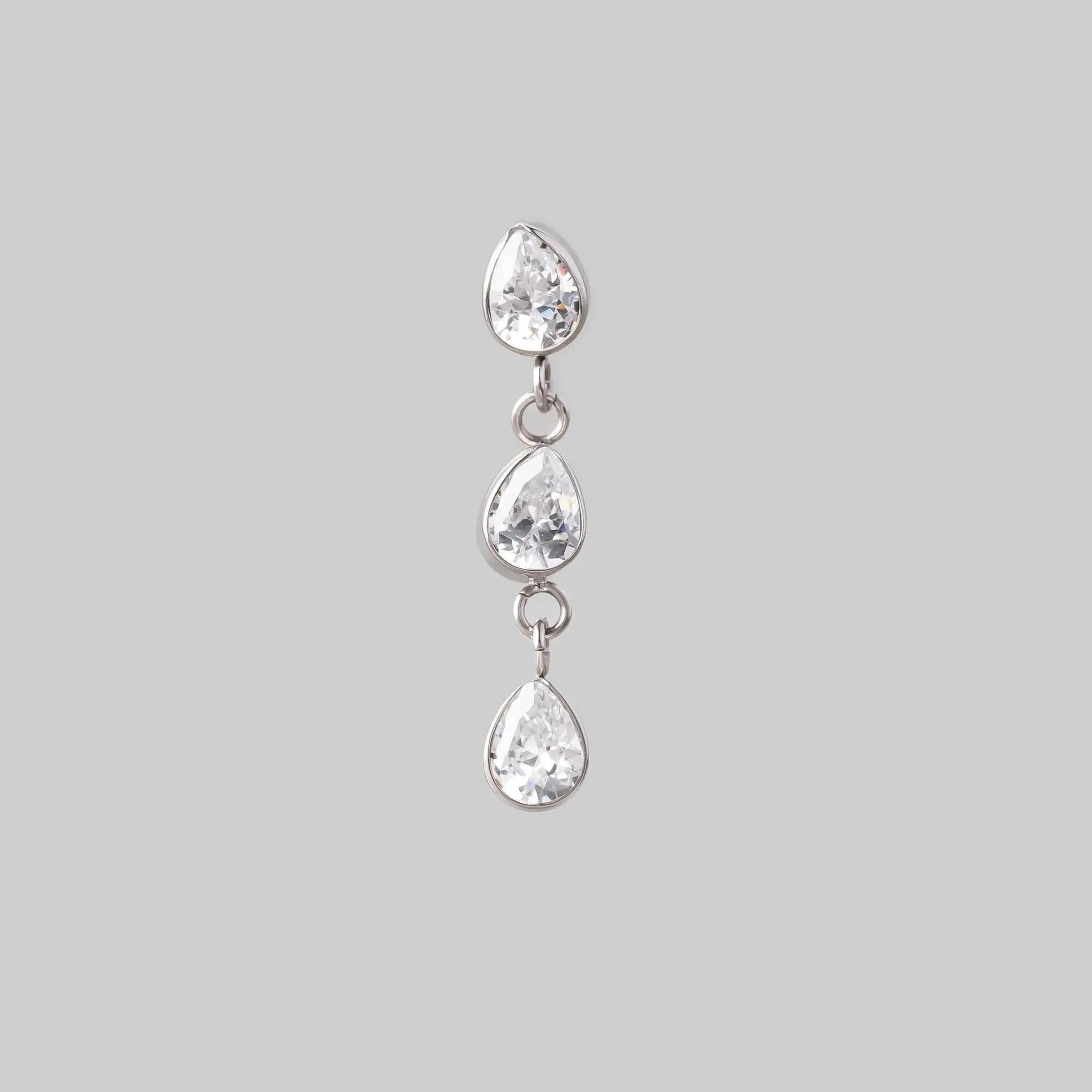 Triple Bezel CZ Dangle Labret - Titanium - Camden Body Jewellery
