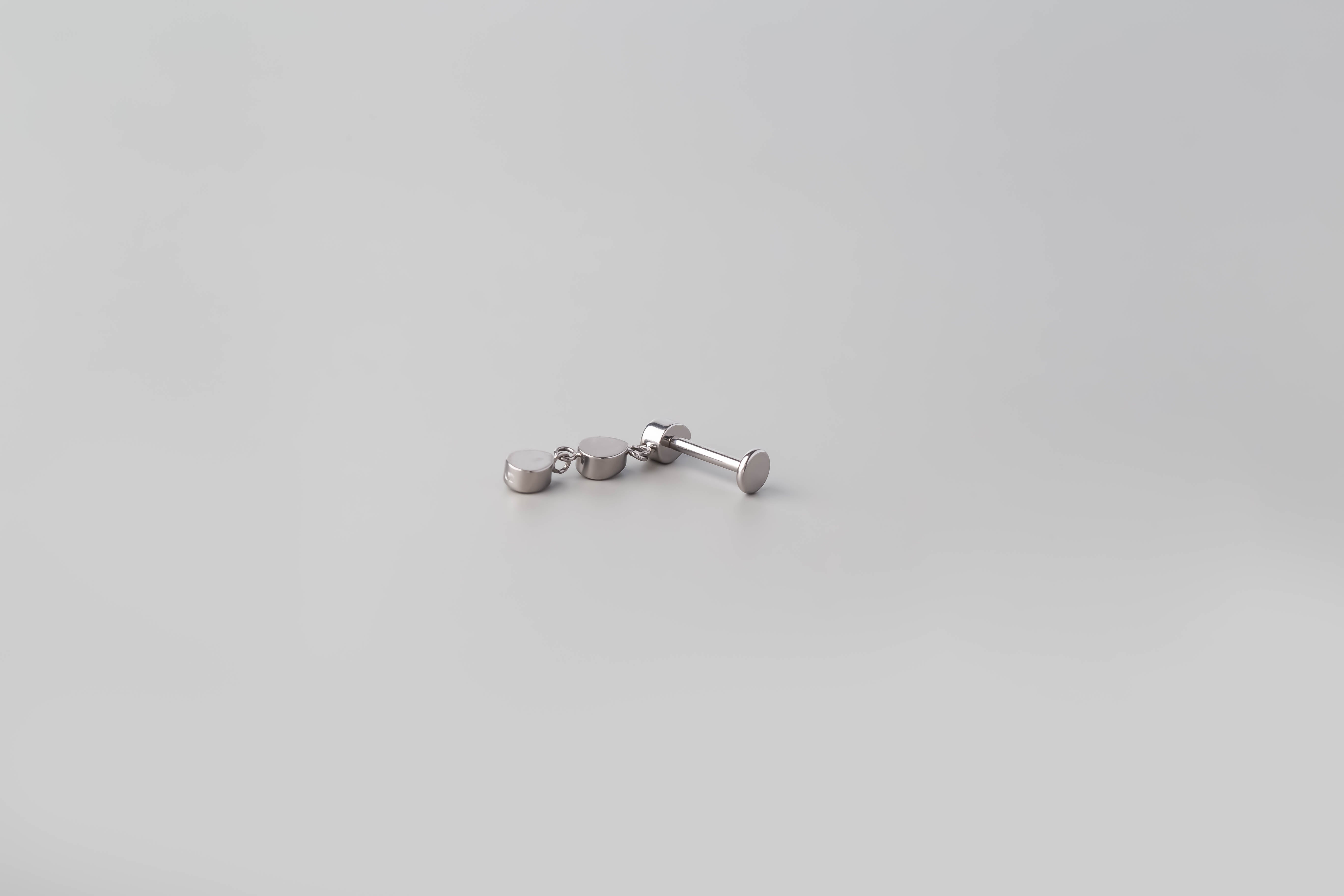 Triple Bezel CZ Dangle Labret - Titanium - Camden Body Jewellery