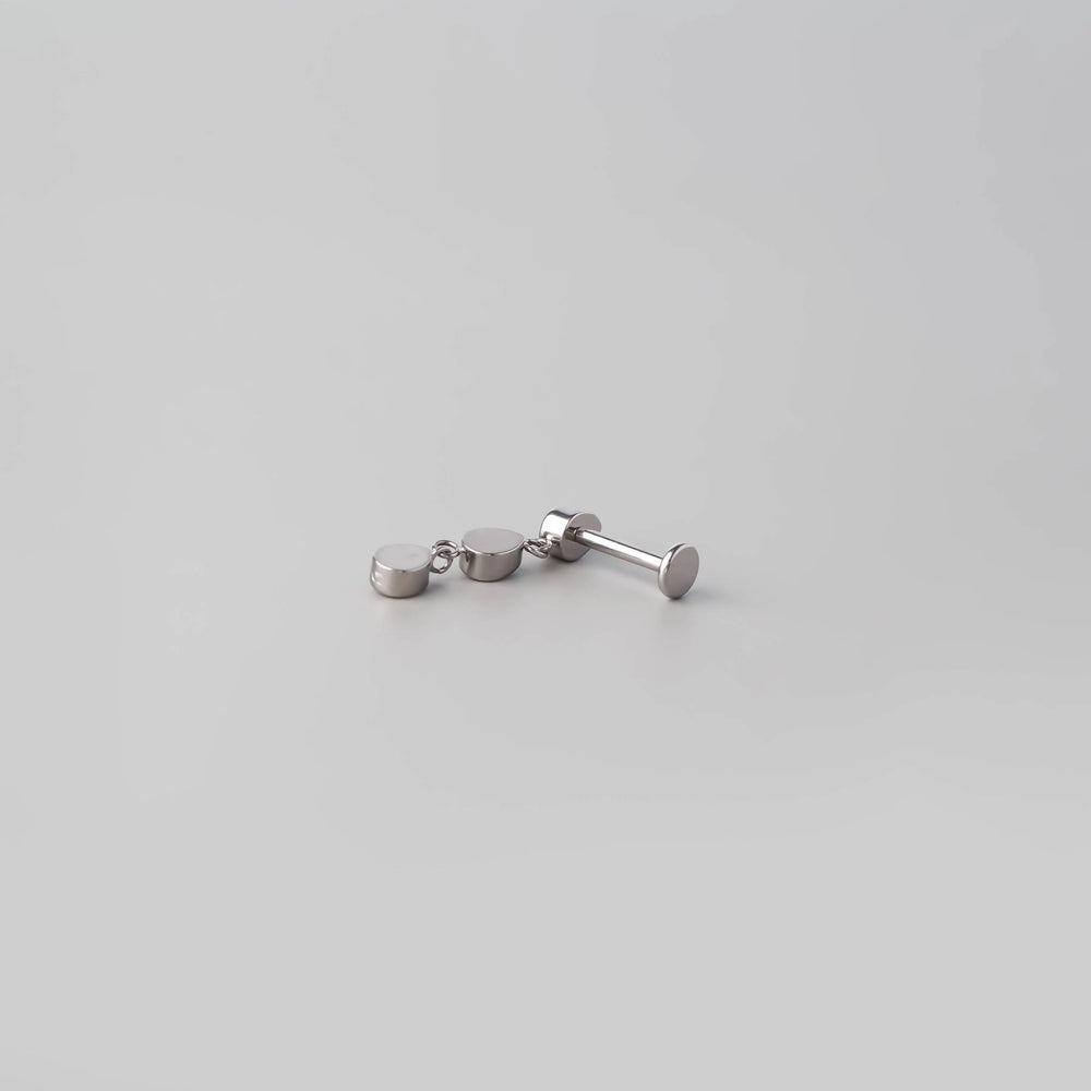 Triple Bezel CZ Dangle Labret - Titanium