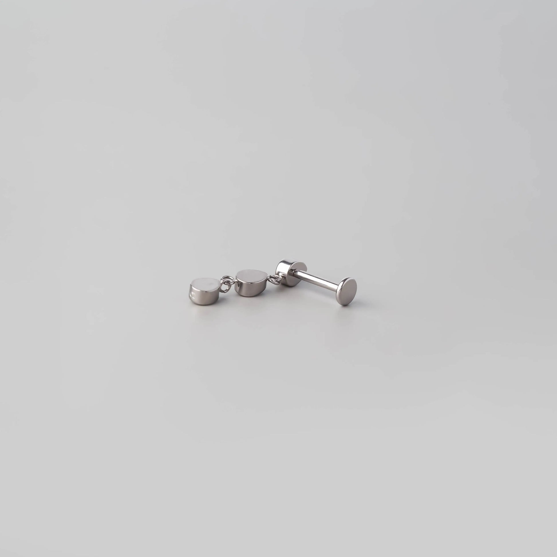 Triple Bezel CZ Dangle Labret - Titanium - Camden Body Jewellery