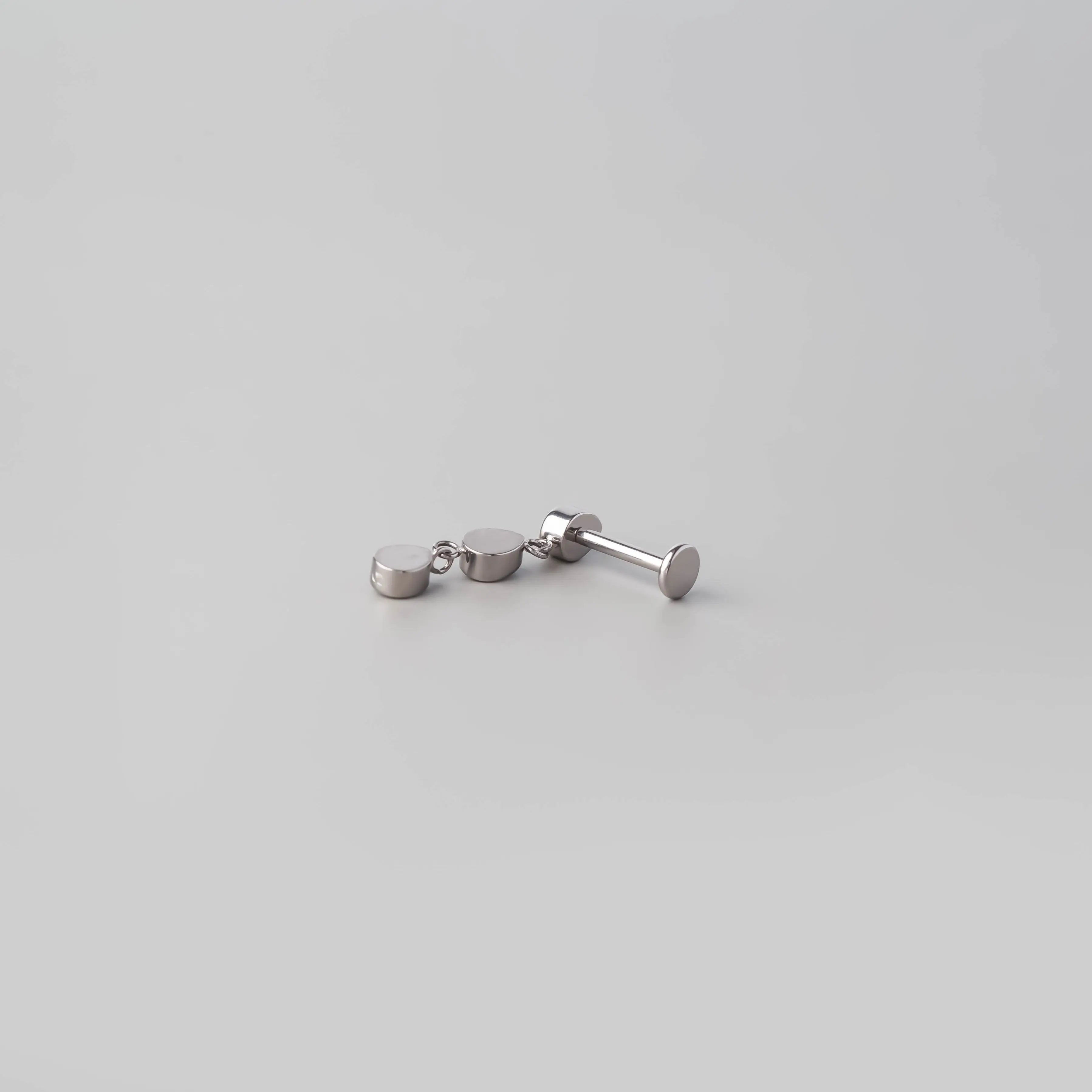 Triple Bezel CZ Dangle Labret - Titanium - Camden Body Jewellery