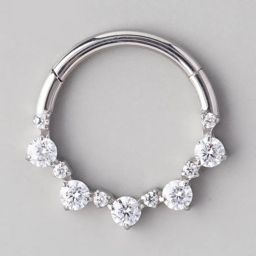 11 CZ Segment Hoop in Silver - Titanium