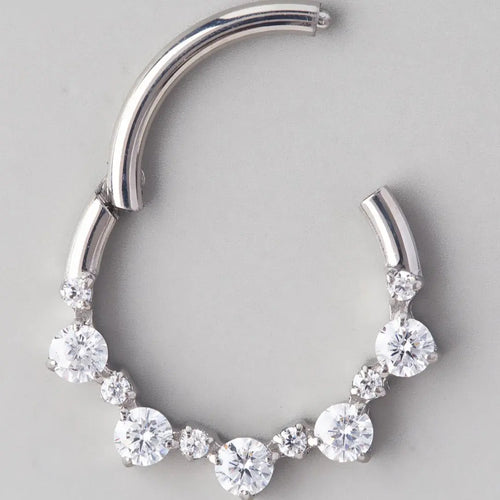 11 CZ Segment Hoop in Silver - Titanium