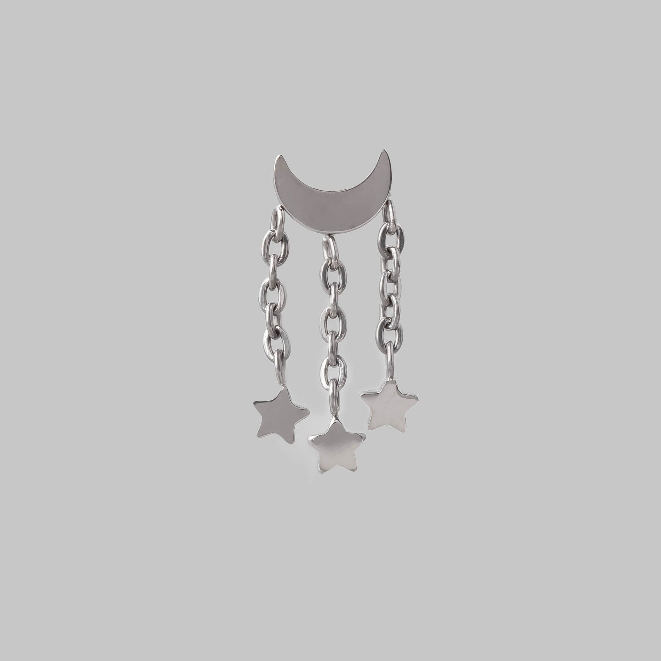 Crescent Triple Star Dangle Labret - Titanium - Camden Body Jewellery