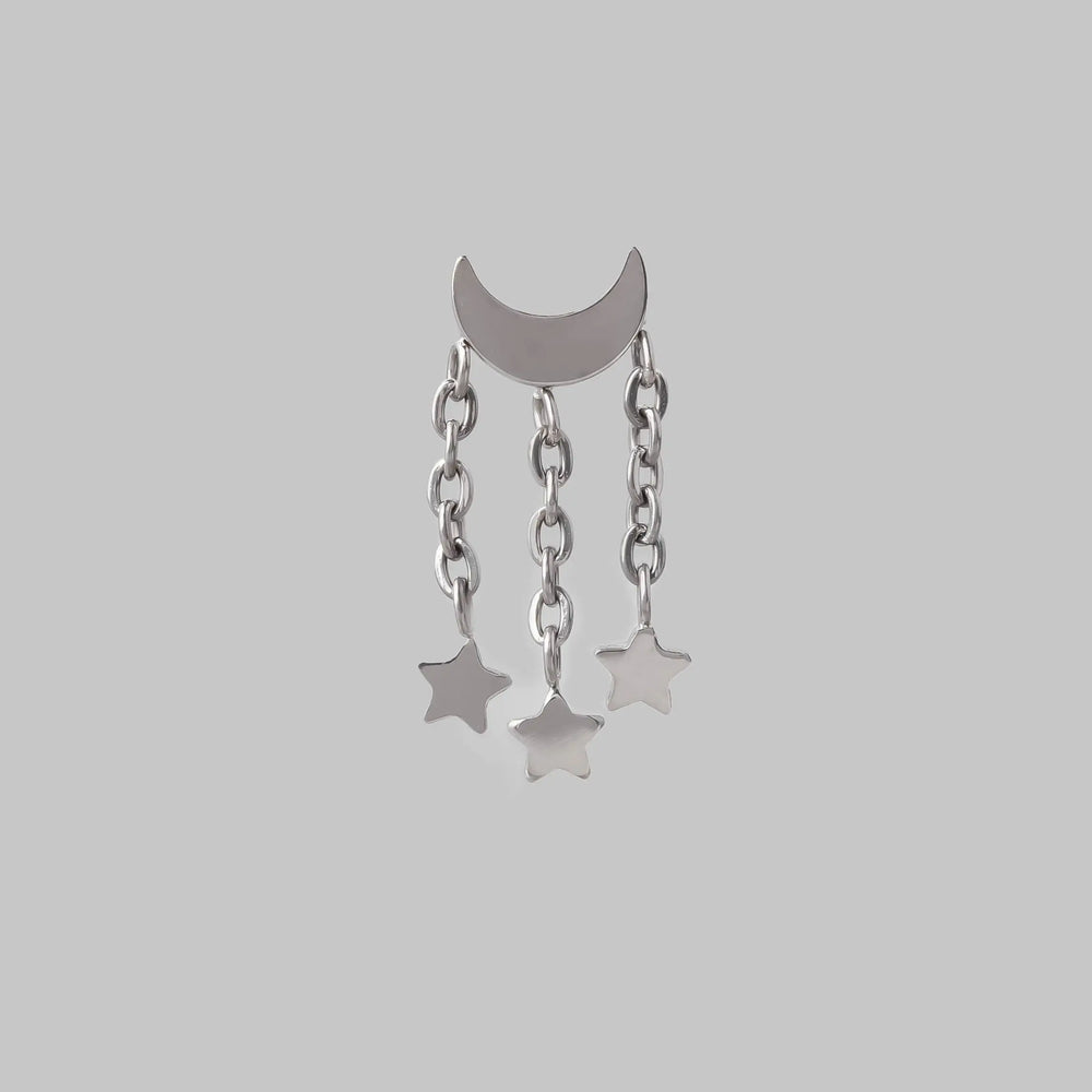 Crescent Triple Star Dangle Labret - Titanium