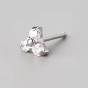 Straight Nose Stud Triple Trinity - Titanium - Camden Body Jewellery