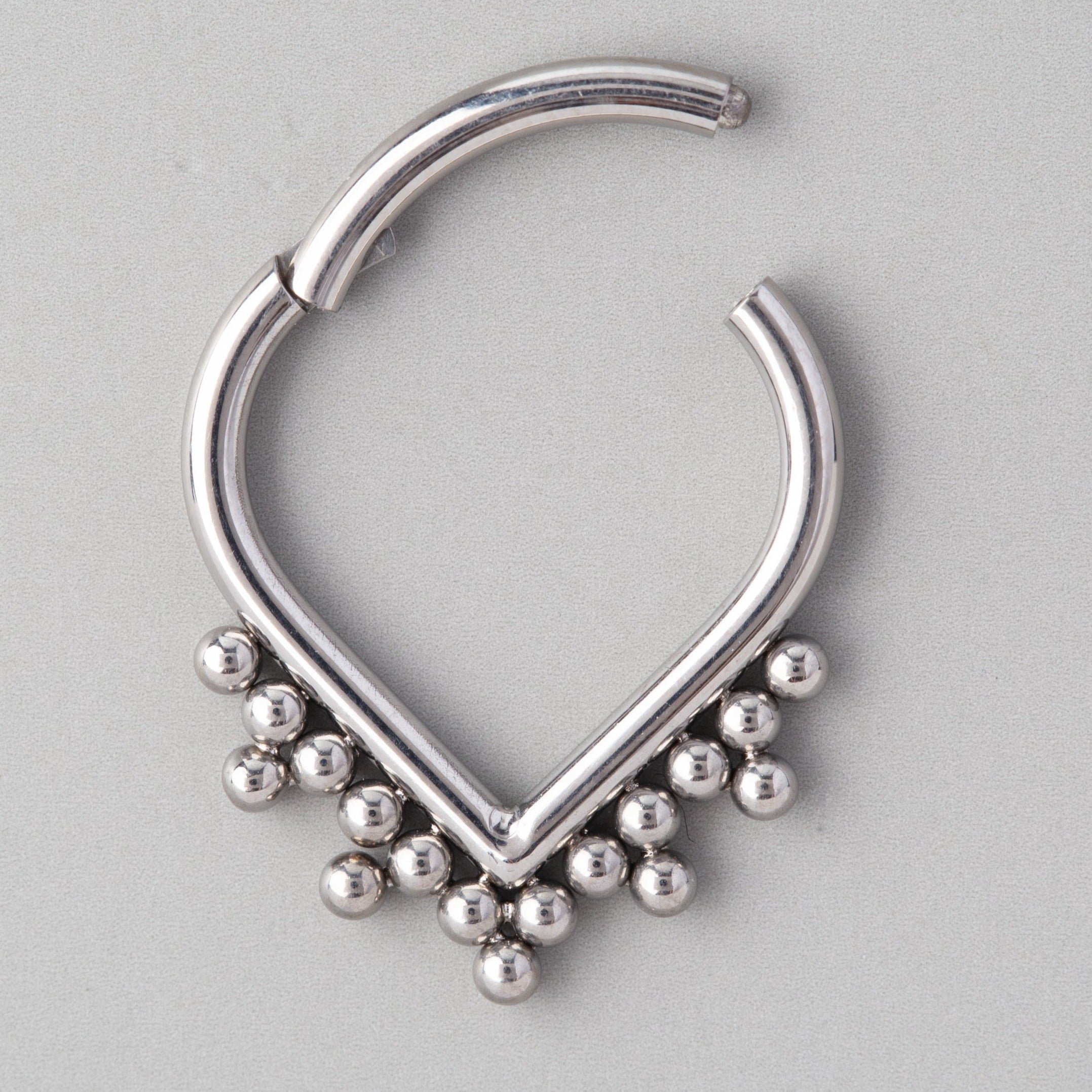 Chevron Hinged Segment Hoop Ball Clusters in Silver - Titanium - Camden Body Jewellery