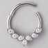 7 Set Prong Set CZ Front Face Segment Hoop in Silver - Titanium - Camden Body Jewellery