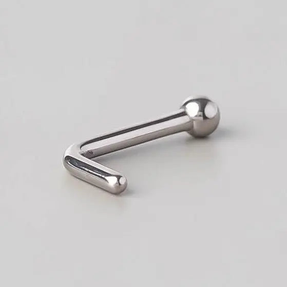 L-Shape Nose Stud Ball Top - Titanium - Camden Body Jewellery