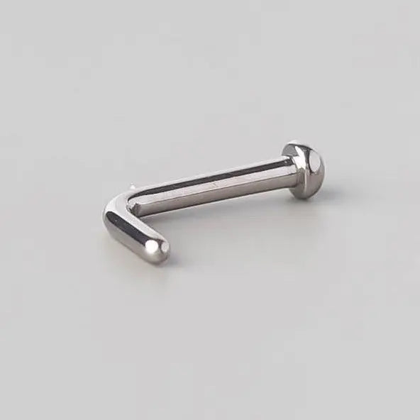L-Shape Nose Stud Dome Top - Titanium - Camden Body Jewellery